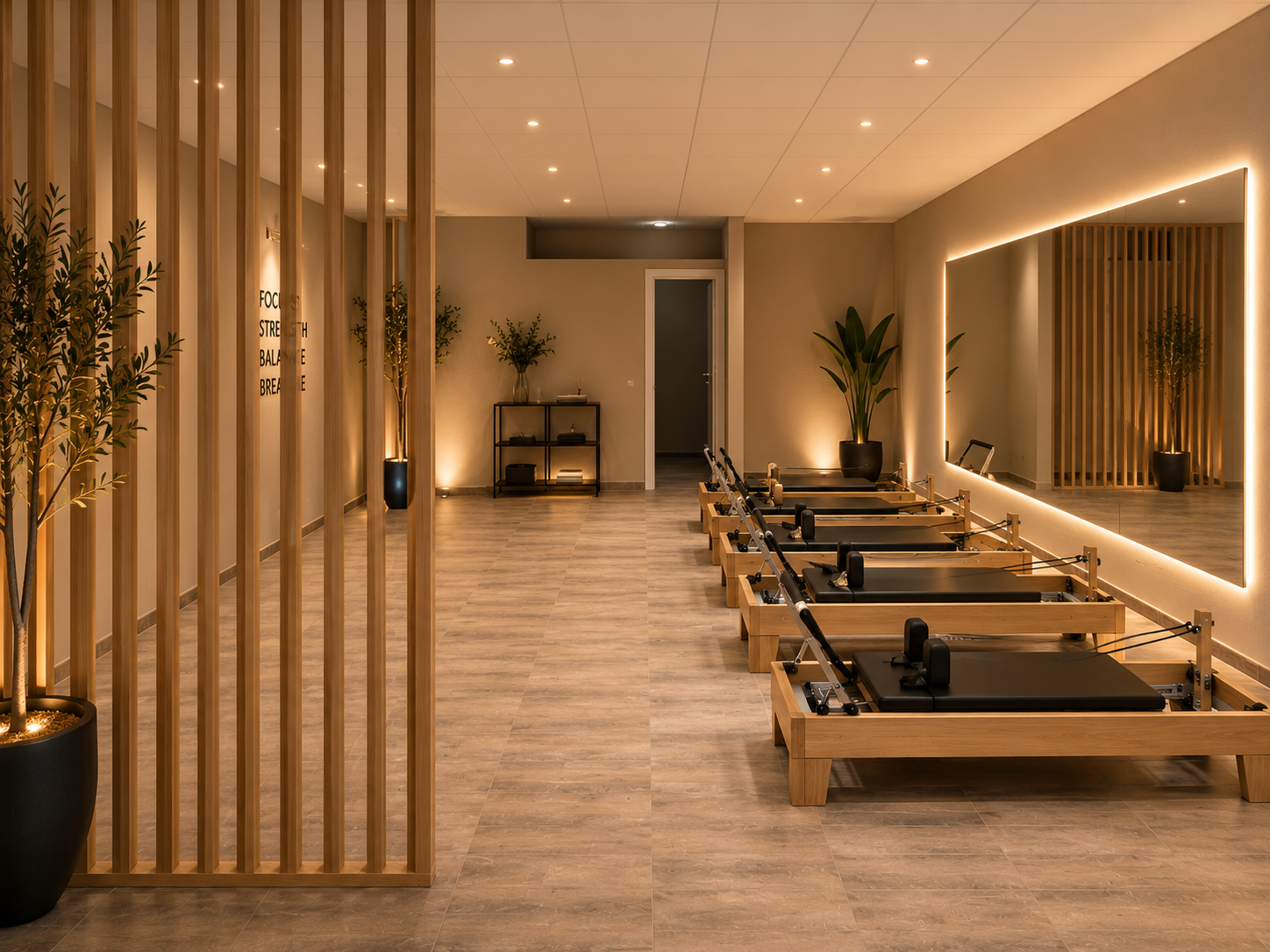 Interno dello studio Reform Yourself con i lettini Reformer